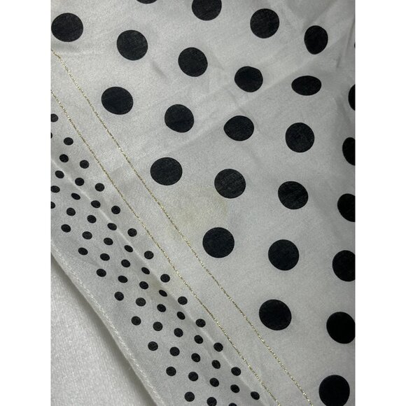 Michel Klein Scarf White Black Polka Dot 19" Square Kerchief Classic Unisex - Picture 8 of 9